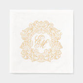 Elegante bruiloft Monogram Crest Folie Servetten (Voorkant)