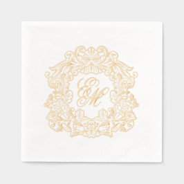 Elegante bruiloft Monogram Crest Folie Servetten