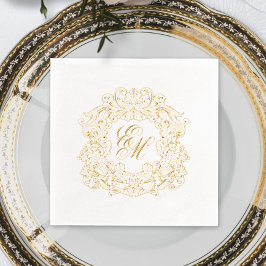 Elegante bruiloft Monogram Crest Folie Servetten