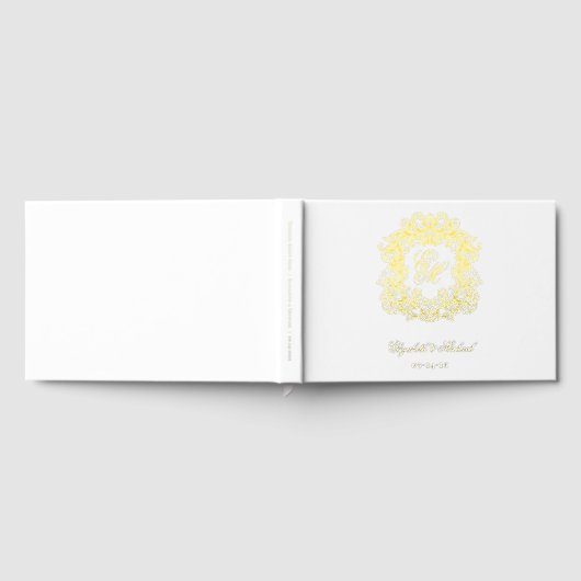Elegante bruiloft Monogram  Crest Gold Gastenboek (Volledig)