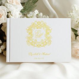 Elegante bruiloft Monogram Crest Gold Gastenboek