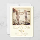 Elegante bruiloft monogram foto opslaan van de dat magnetische uitnodiging (Voorkant)