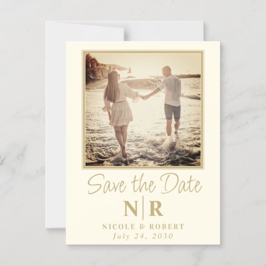 Elegante bruiloft monogram foto opslaan van de dat magnetische uitnodiging (Voorkant)