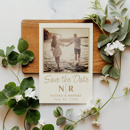 Elegante bruiloft monogram foto opslaan van de dat magnetische uitnodiging