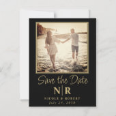 Elegante bruiloft monogram foto opslaan van de dat magnetische uitnodiging (Voorkant)