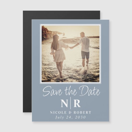 Elegante bruiloft monogram foto opslaan van de dat magnetische uitnodiging (Voorkant / Achterkant)