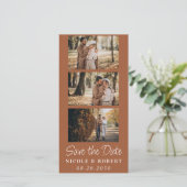 Elegante Bruiloft Monogram Fotostrip QR Code Save The Date (Staand voorkant)