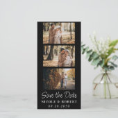 Elegante Bruiloft Monogram Fotostrip QR Code Save The Date (Staand voorkant)