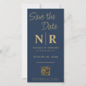 Elegante Bruiloft Monogram Fotostrip QR Code Save The Date (Achterkant)