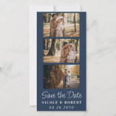 Elegante Bruiloft Monogram Fotostrip QR Code Save The Date (Voorkant)