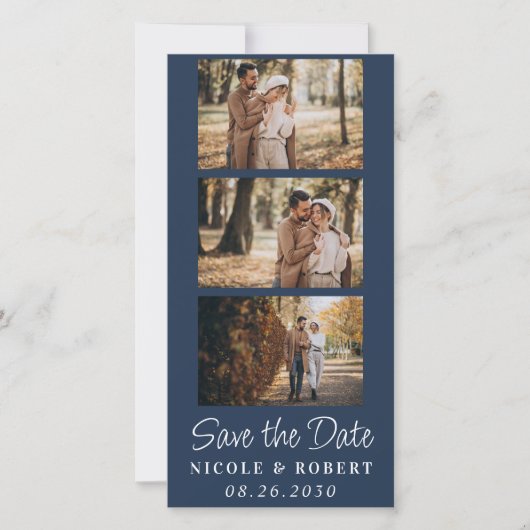 Elegante Bruiloft Monogram Fotostrip QR Code Save The Date (Voorkant)