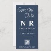 Elegante Bruiloft Monogram Fotostrip QR Code Save The Date (Achterkant)