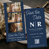 Elegante Bruiloft Monogram Fotostrip QR Code Save The Date