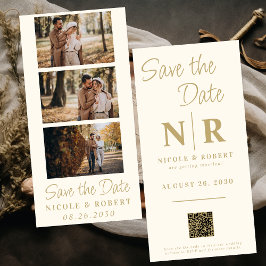 Elegante Bruiloft Monogram Fotostrip QR Code Save The Date