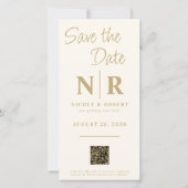 Elegante Bruiloft Monogram Fotostrip QR Code Save The Date (Achterkant)