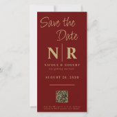 Elegante Bruiloft Monogram Fotostrip QR Code Save The Date (Achterkant)