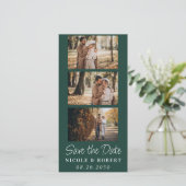 Elegante Bruiloft Monogram Fotostrip QR Code Save The Date (Staand voorkant)