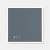 Elegante bruiloft monogram gedempt blauw servet (Voorkant)