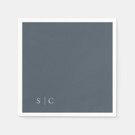 Elegante bruiloft monogram gedempt blauw servet