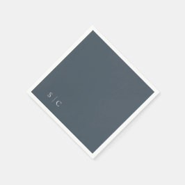 Elegante bruiloft monogram gedempt blauw servet