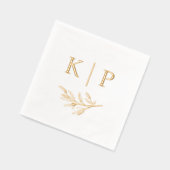 Elegante bruiloft Monogram Greenery bladeren Folie Servetten (Links)