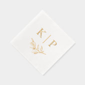Elegante bruiloft Monogram Greenery bladeren Folie Servetten (Rechts)