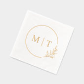 Elegante bruiloft monogram groen bladeren folie servetten (Links)