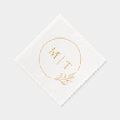 Elegante bruiloft monogram groen bladeren folie servetten (Rechts)