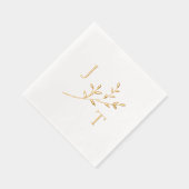 Elegante bruiloft monogram groen bladeren folie servetten (Rechts)