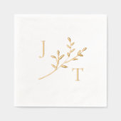 Elegante bruiloft monogram groen bladeren folie servetten (Voorkant)