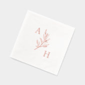 Elegante bruiloft monogram groen bladeren folie servetten (Links)