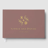 Elegante bruiloft monogram groen laat echte folie gastenboek (Voorkant)