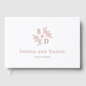 Elegante bruiloft monogram groen laat echte folie gastenboek (Voorkant)