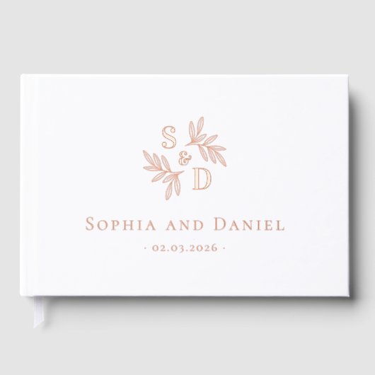 Elegante bruiloft monogram groen laat echte folie gastenboek (Voorkant)