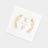 Elegante bruiloft Monogram Laurel Branch Greenery Folie Servetten (Links)