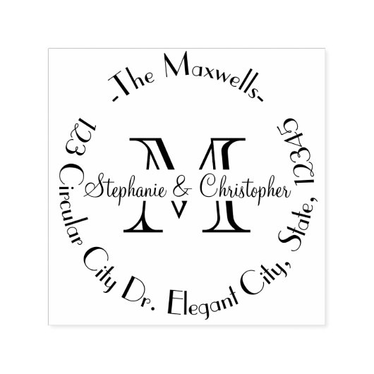 Elegante Bruiloft Monogram Letter Adres Stempel (Design)