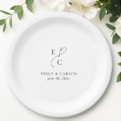 Elegante bruiloft Monogram Logo Initialen Papier B Papieren Bordje