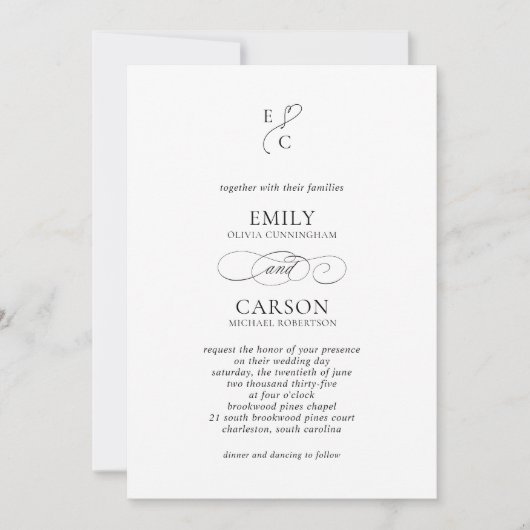 Elegante bruiloft monogram Logo Modern vervaagd fo Kaart (Voorkant)