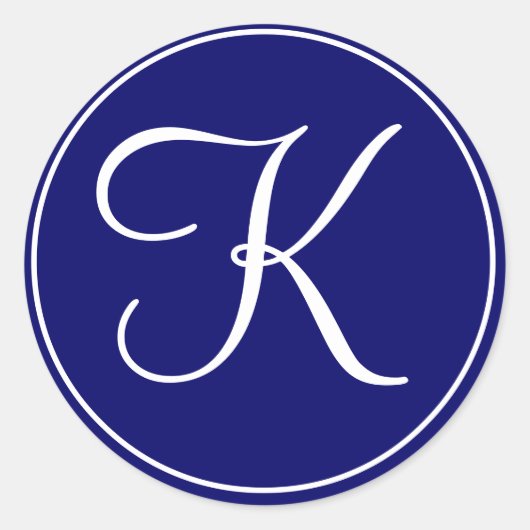 Elegante Bruiloft Monogram Marine Witte Labels (Voorkant)