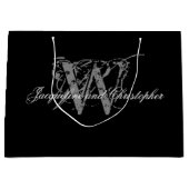 Elegante bruiloft, Monogram, Namen, Zwart & Wit Groot Cadeauzakje (Voorkant)
