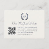 Elegante bruiloft Monogram QR Code Marine Cream Informatiekaartje (Voorkant)