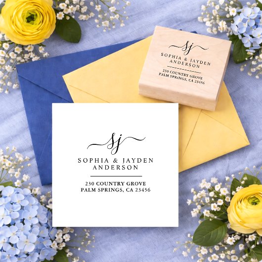 Elegante bruiloft monogram rubberstempel