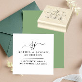 Elegante bruiloft monogram rubberstempel