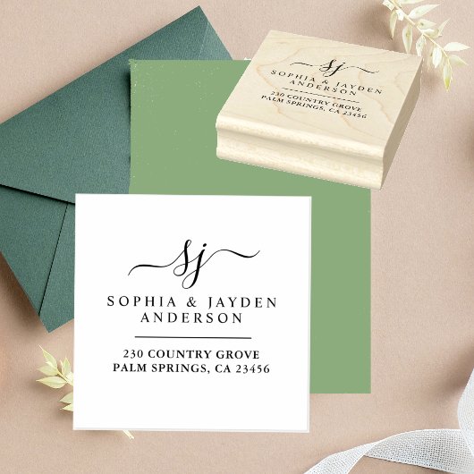 Elegante bruiloft monogram rubberstempel