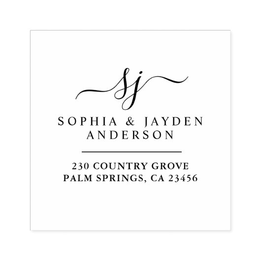 Elegante bruiloft monogram rubberstempel (Afrduk)