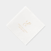 Elegante bruiloft Monogrammed Logo namen Datum Gou Folie Servetten (Rechts)