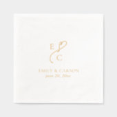 Elegante bruiloft Monogrammed Logo namen Datum Gou Folie Servetten (Voorkant)