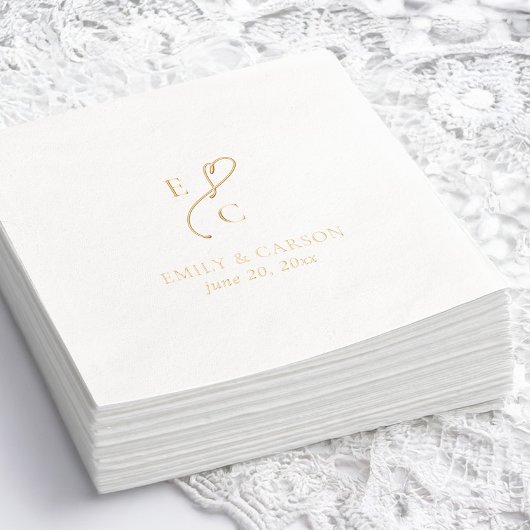 Elegante bruiloft Monogrammed Logo namen Datum Gou Folie Servetten