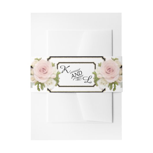 Elegante bruiloft Monogrammed Roos n Succulents Go Uitnodigingen Wikkel (Voorkant Voorbeeld)