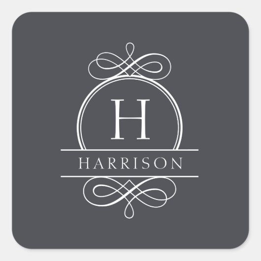 Elegante Bruiloft Monorgam Sticker (Voorkant)